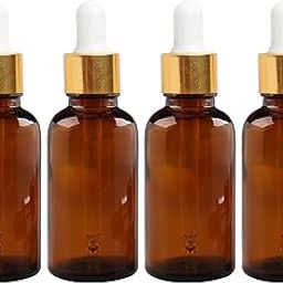 100% Pure Glass Beautiful Dropper Bottle with Elegant Silver Plating Suitable For Fragrances, Perfumes, Essential Oils and Others Cosmetics & Beauty Products. (Pack of 4)-44