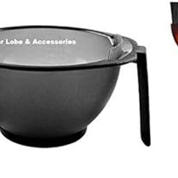 [Ear Lobe & Accessories] Hair Colour/Dye Mixing Bowl (325 ml) with Brush, Black | For Men/Women-image-33