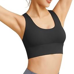 Sports Bra -Light Padding, Removable Pads, Wire-Free,T-Shirt Gym Workout Bra with Regular Broad Strap (L -Size)-Black-GW36-image-3