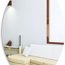 Oval Shape Acrylic Adhesive Mirror Sticker for Wall | Self-Stick Full Length Wall Mirror for Bedroom, Bathroom, Living Room, Basin, Tiles – Both Side Adhesive (Silver)-image-93