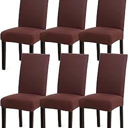 Sufdari Dining Chair Covers,Kitchen Chair Cover,Parsons Chair Slipcover,Spandex Chair Protectors for Dining Room Stretch Chairs Cover Set of 6 -Brown-image-71