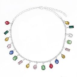 Anti-Tarnish Multi Stone Neck Chain | Gifts for Women And Girls | Adjustable Stylish Pendant Necklace | Women's Jewelry | Woman Fashion Accessories-8