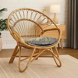 IRA Premium Bamboo Cane Armchair with Cushion | Handcrafted Single Seater Sofa Chair for Living Room, Balcony, Study & Lounge | Wooden Frame Eco-Friendly Seating-image-39