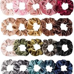 Hair Scrunchies Velvet Hair Bobble Elastics Hair Bands Soft Hair Ties for Girls, Women (20 Colors)-image-90