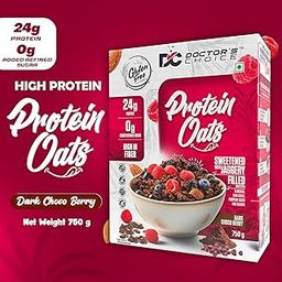 DOCTORS CHOICE Oats, High Protein Oats, 24g Pure Protein Breakfast Cereals, Jaggery Sweetened, Rich in Fiber, No Additives and 0g Sugar. (750g, Dark Choco Berry)-25