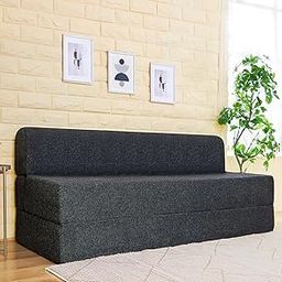 uberlyfe 3 Seater Sofa Cum Bed | Jute Fabric Washable Cover | Dark Grey | 6' X 6' Feet-20