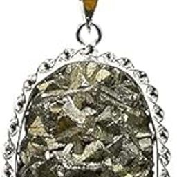 Pendants Pyrite Stone Original Pendant Necklace - Certified Pyrite Pendant for Men and Women - Real Pirate Stone Crystal Pendant for Money, Wealth, Abundance and Success (PAck of 1)-image-68