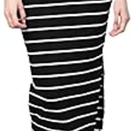 Black White Stripe Maxi Pencil Skirt-image-73