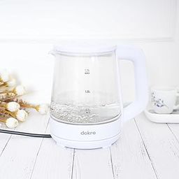 Dokro 1.3L Electric Glass Kettle (1350W) | Borosilicate Glass Body with Locking Lid, 360° Swivel Base, Concealed Element for fast heating, Auto Shut-Off, Shock & Rust Proof, cord free usage-image-65
