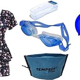 Tempest Swimming Kit for Girls/Women with 1 Swimming Costume | Swim Suit | Swimwear | Swimming Dress Goggles Cap Ear Plug Nose Clip(4XL) with Free KIT Bag-picture-39