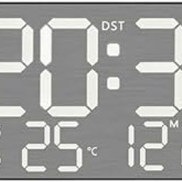 DRUCILA 9''Large Digital Wall Clock, Led Alarm Clock with Big Digits, Date, Temperature, DST, Modern Decor Design for Desk,5-Level Brightness for Room, Bedroom, Gift, Yougster and Elderly.-image-48