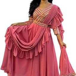 Women's Georgette with attractive Embroidery Dupatta Fabric Georgette with Frill-image-2