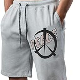 Men Grey Cotton Regular Shorts for All Season- Running, Gym, Workout, Yoga Shorts -Peace Printed-picture-10