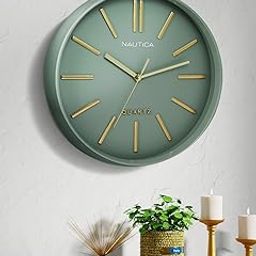 Nautica I 12 Inch I Non Ticking Silent Analog Wall Clock I 1Pc Analog Wall Clock I Big Analog Wall Clock for Living Room L Analog Wall Clock for Kitchen L Abs 3D Matt Rim I Green-image-80