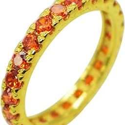 Multi Color Natural Gemstone Eternity 2mm Band Ring For Wedding, Engagement in 925 Sterling Silver Yellow Gold Plated-image-32