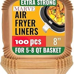 Marve Square Air Fryer Liners Food-Grade BPA Free Air Fryer Paper for 5 to 8 litres Oil-Free Fryers - Healthy Cooking I Heat Resistance Air Fryer, Baking, Roasting Microwave (100 Square Air Fryer)-image-49