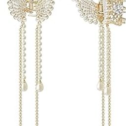 Sanas Hair Accessories 1PC Women's Clip Girls Stone Accessory Wedding Claw Butterfly Clip Clutcher Metal Pearl Tassel Clip Fashionable Bridal Accessories for Ladies (1PC)-image-33