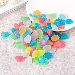 Pamidhar Premium Luminous Resin Pebbles – Radiant Glow-in-The-Dark Multicolor Stones for Plant Pots, Aquariums, Garden Paths, Lawn, Yard, Walkways, Vase Fillers & Home Décor (Pack of 100)-image-64