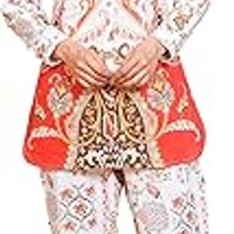 Women's Paisley Print Cotton Lounge Set, White and Orange Floral Pattern, Long Sleeves, Collared Shirt with Pants-picture-14