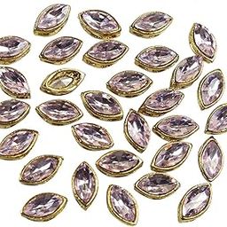 Embroiderymaterial Flat Back Pink Rhinestones in Raised Setting in Marquise Eye Shape for Jewelry Making & Embellishment-7 * 12MM-50 Pieces-image-34