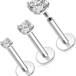 G23 Titanium 16G 6/8/10mm Clear CZ Internally Threaded Labret Monroe Lip Studs 6mm Helix Cartilage Tragus Earring Piercing-image-55