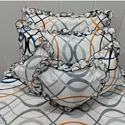 Luxurious Glace Cotton Home Bedding Set | 6 Piece with Frilly Pillowcases and Filled/Frilly Cushions | 6 Piece Bedsheet Set | Complete Bedding Sets-image-71
