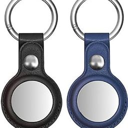 PEFKO PSS48 Premium Faux Leather Key Ring Holder Case Cover Compatible with Apple Airtag [ Only Key Holder Cover, Airtag Not Included ] (Black/Blue)-13