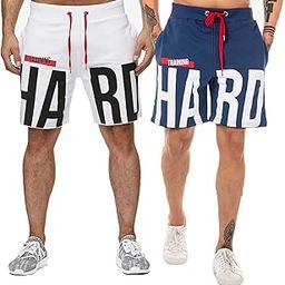 SOUTH CITY Southcity Black, White & Blue Men's Cotton Regular Gym Shorts -Hard Printed- Pack of 2-picture-26