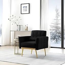 Modcasa Craft 3-Piece Velvet Living Room Set, Channel Tufted Sofa and Chairs, Purple with Wooden Legs. (Black)-image-68