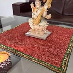 Virsakaar Bhagwan Aasan | with Astar Lining for Enhanced Durability | Beautiful & Elegant Pooja Aasan | Temples & Home Mandirs | Colour: Brown with Green Border-5
