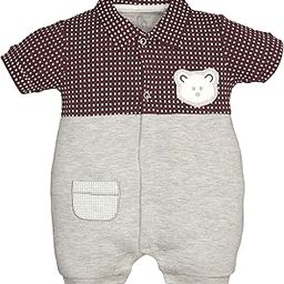 BabyGo Half Sleeves Baby Romper| 100% Cotton Rompers for New Born Baby| Baby Dress | Onesies| 0-3M| GREY| Infant Clothes-image-93