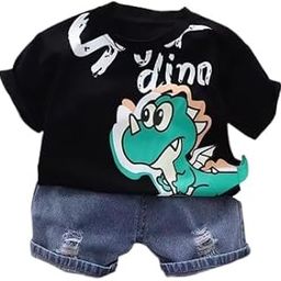SHREE SHYAM TEXTILE Cotton Kids Dress, Printed Half Sleeves T-Shirt with Denim Shorts Set-image-84