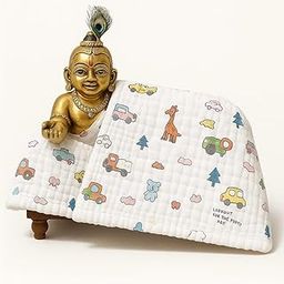 Khillayox Laddu Gopal Blanket Set – 3 Pc Multiprint Cotton Blankets for Kanha Ji | Soft Muslin Coverlet for Thakur Ji | Multicolor Designs | 25x25 cm-picture-30