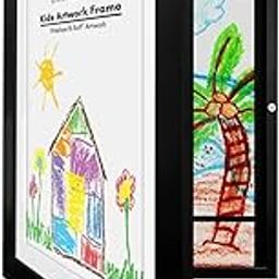 oddpod™ Kids Art work Wooden Display Frame for Wall Showcase & Storage/Interchangeable Photo Frame with Front Opening for Drawings, Pictures, Paintings, Wall Decor for Kids Room - Black-image-94