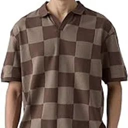 the souled store Jacquard: Old School Brown Men and Boys Short Sleeves Collared Neck Cotton Oversized Polos-picture-5