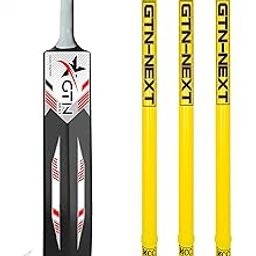 GTN NEXT Cricket Set with Plastic Bat, 3 Wickets, Base and Bails, Black and Yellow,-image-91