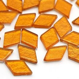 Sweven Art Mosaic Tiles, 18x30mm Size, 4mm Thick, Diamond Shape, Glitter Bright Orange Color (Pack of 200Gms)-image-22