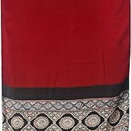 Women Plain Dyeing Modal Silk Part Natural Dye Half Ajrakh Hand Block Print Stole with Tassels - 2.1 Mtr Length-50