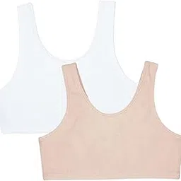 mysha Sports Bra for Women & Girls, Cotton Non-Padded Full Coverage Beginners Non-Wired T-Shirt Gym Workout Bra with Regular Broad Strap, Activewear Training Bra for Teenager Kids (Pack of 2)-picture-42