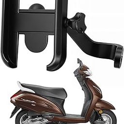 WHIPONE Metal CNC Mobile Holder for Scooter, Scooty & Motorcycle Compatible for Honda Activa 5G, Mirror Mount, 360° Rotation, Strong Anti-Slip Grip, Wide Adjustable Fit for All Smartphones (Black)-6