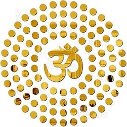 Wall1ders Om 100 Dots (Pack of 101) Decorative Mirror Stickers for Wall, Wall Mirror Stickers, 3D Acrylic Stickers Wall Stickers for Hall Room, Bed Room, Kitchen Living Room Kids Room (Golden)-image-7