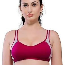 Sports Bra Full Coverage Non-Padded Everyday Bra for Women | Style-777B-dark Pink-25