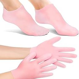 Silicone Moisturizing Socks & Gloves Set – 2 Pair Each – Hydrating Treatment for Dry, Cracked Hands & Feet – Callus & Roughness Relief for Men & Women-image-67