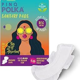 PINQ POLKA Sanitary Pads For Women |10 Pads Regular 240MM |Premium Ultra Thin Medium Flow|Organic Cotton Soft feel Rash Free| Biodegradable Diposable Bags |No leakage| Toxic Free |No Wetness-image-5