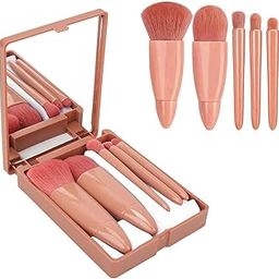 Mini Makeup Brushes Kit | Multi-Functional Portable Square Shape Cosmetic Brushes Set With Mirror | 5pc Make up Brushes Set For Travel-20