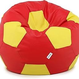 Amazon Brand - Solimo Football XXXL Faux Leather Bean Bag Cover Without Beans (Red & Yellow)-picture-29