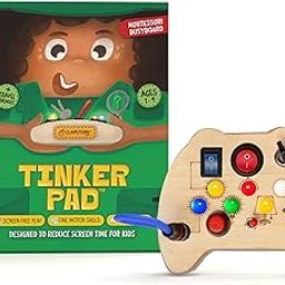 Clapstore Toys Busy Board Game Pad V2 with Led Light,Sensory Toys for Toddlers,Kids,Montessori Toys with Toggle Switch,Travel Toys for Educational Activities for 1-6 Year Old Boys & Girls,Beige-28