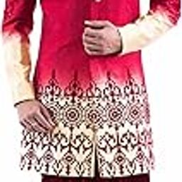 Men's Maroon Gold Omery Indo-western H/emb With Maroon Harem-image-22