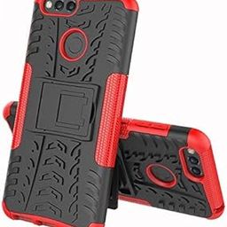 DropFit Armor Dazzle Kick Stand | Hybrid Military Grade | Hard Defender Drop Protective Back Cover (RED) for Honor 7X-picture-31