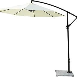 9 Ft Outdoor Patio Offset Cantilever Umbrella with Marble Base & Crank Handle for Deck, Garden, Terrace, Balcony, Backyard, Restaurant or Poolside area(Off-white)-16